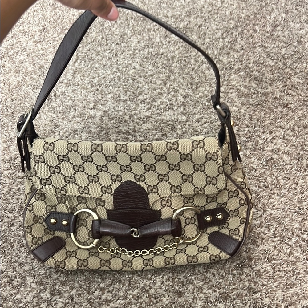 Gucci GG Canvas Horsebit Chain Shoulder Bag